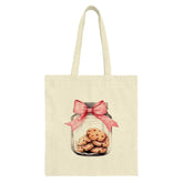 Cookie Jar Tote Bag, Pink Bow Tote, Sweet Treat Bag, Bakery Lover Gift, Foodie Tote, Cute Tote, Novelty Bag, Canvas Bag, Book Bag - Tawshia